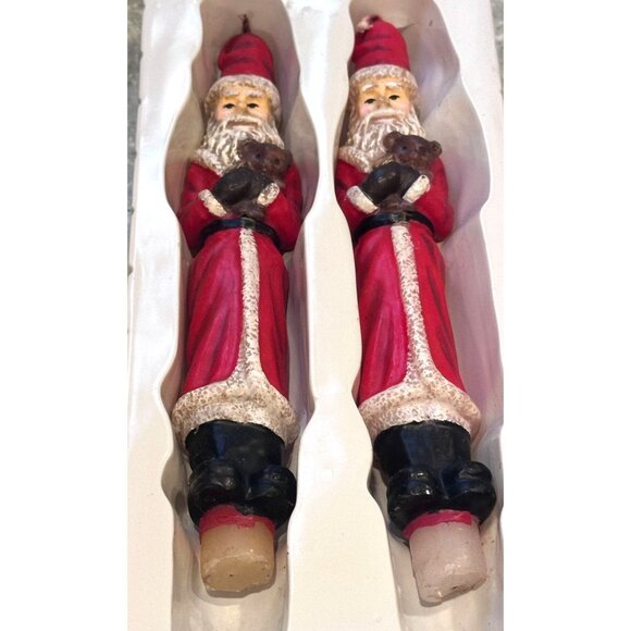 Robert Alan Santa Claus Candle Sticks 10"Set Christmas Taper Orginal Box Vtg 90s - Picture 2 of 9